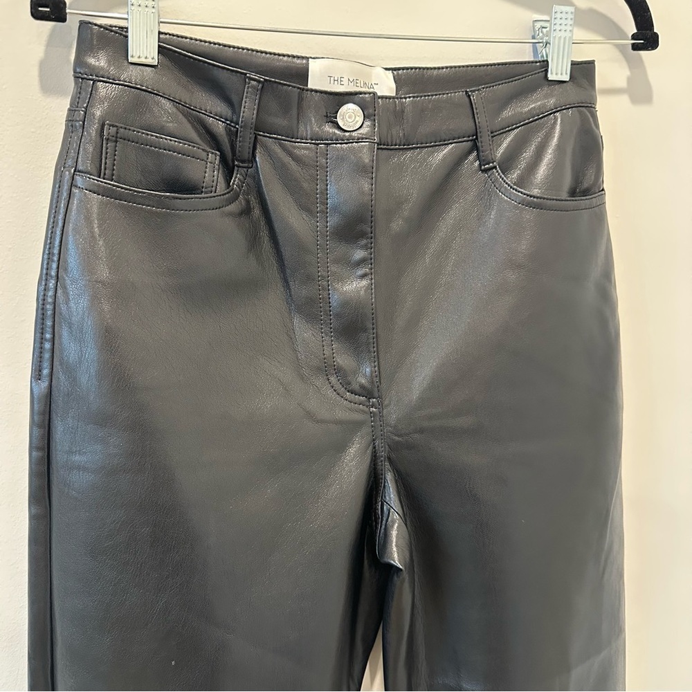 Aritzia Wilfred Melina Faux Leather Pants High Rise Straight Leg Black Size 6 - Picture 7 of 15